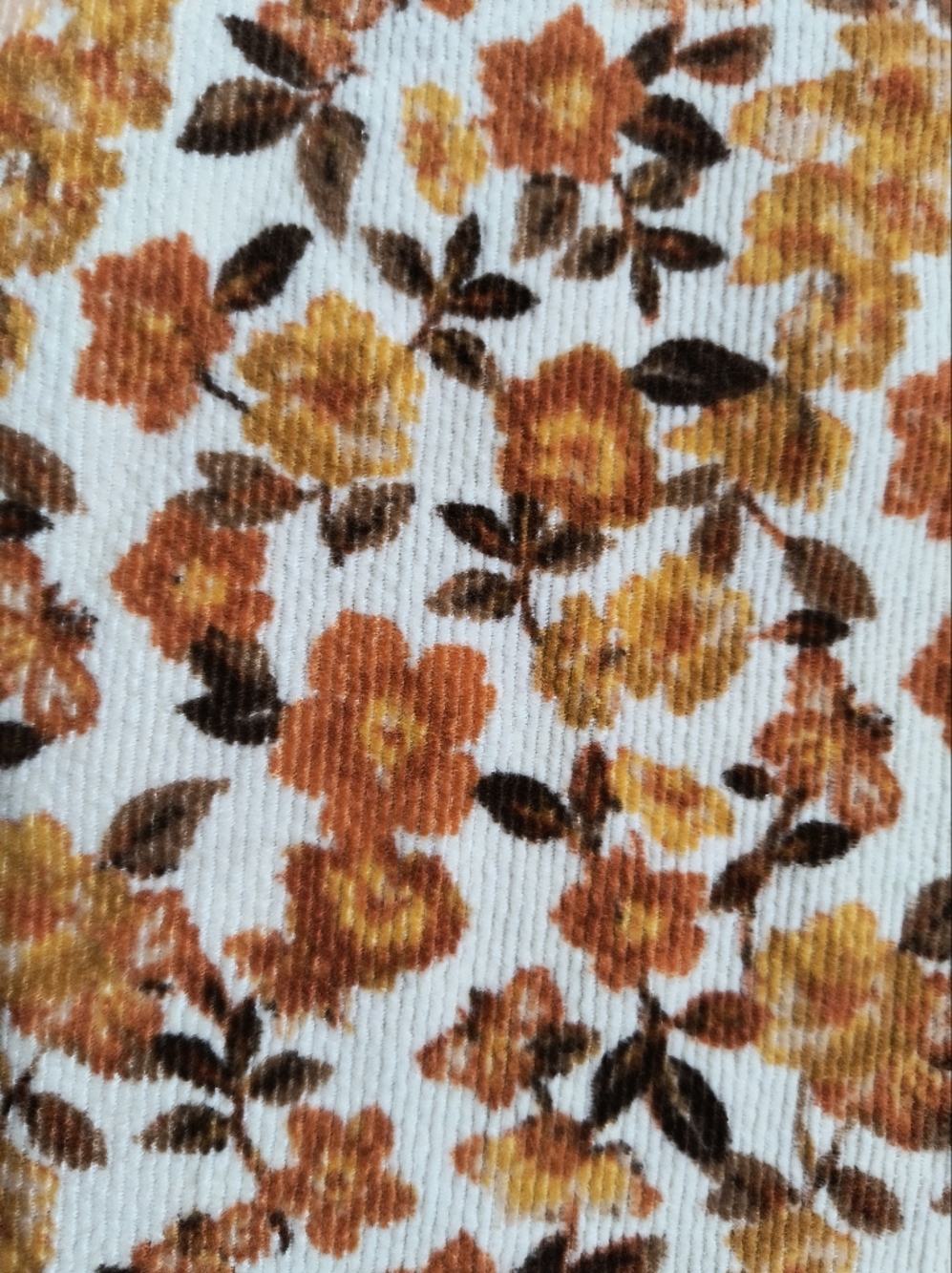 Versona Bell Bottoms, Corduroy Flare Leg Pants, Women's 8, Brown/Orange Floral - Picture 2 of 16